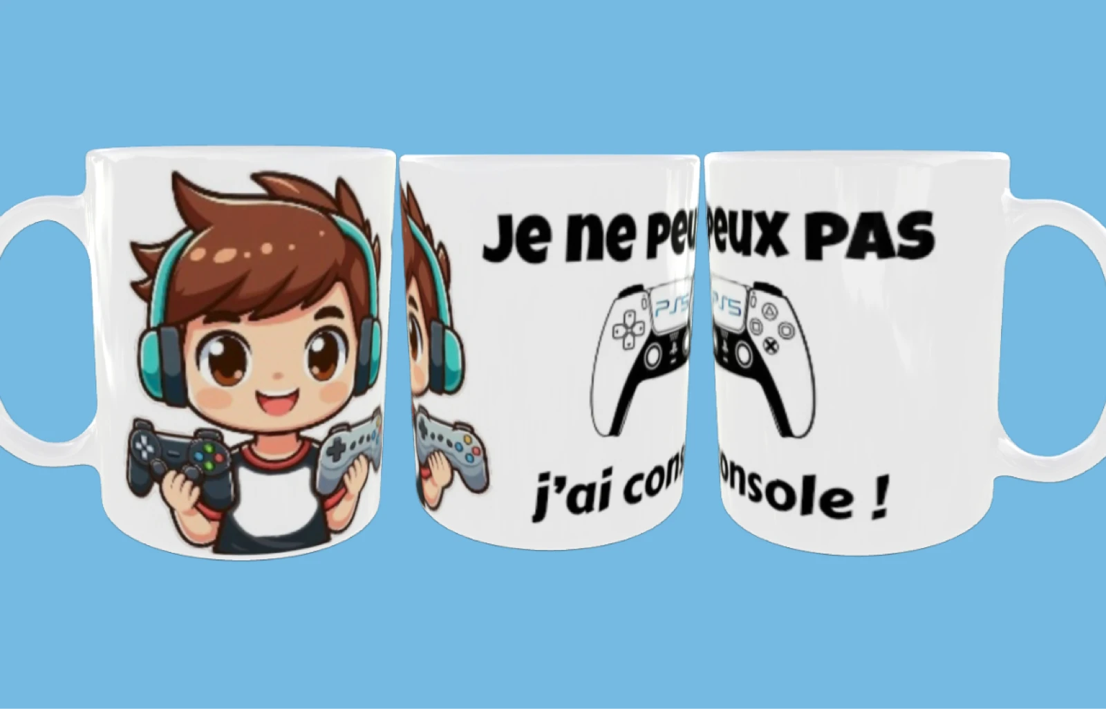 Tasse «  je peux pas , j’ai console »